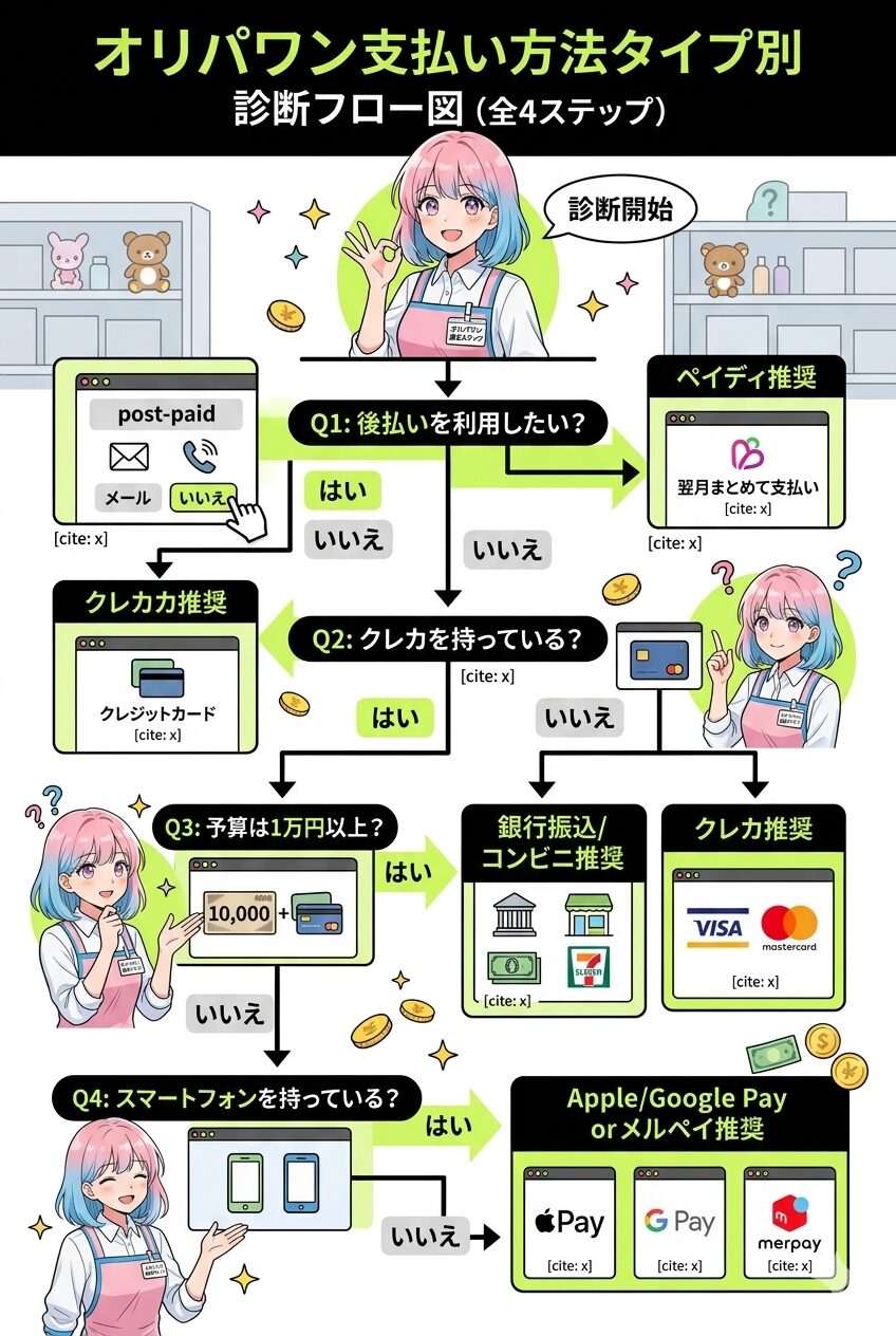 オリパワン支払い方法タイプ別診断フロー図