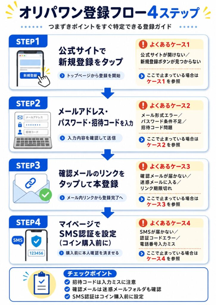 オリパワン登録フロー4ステップ